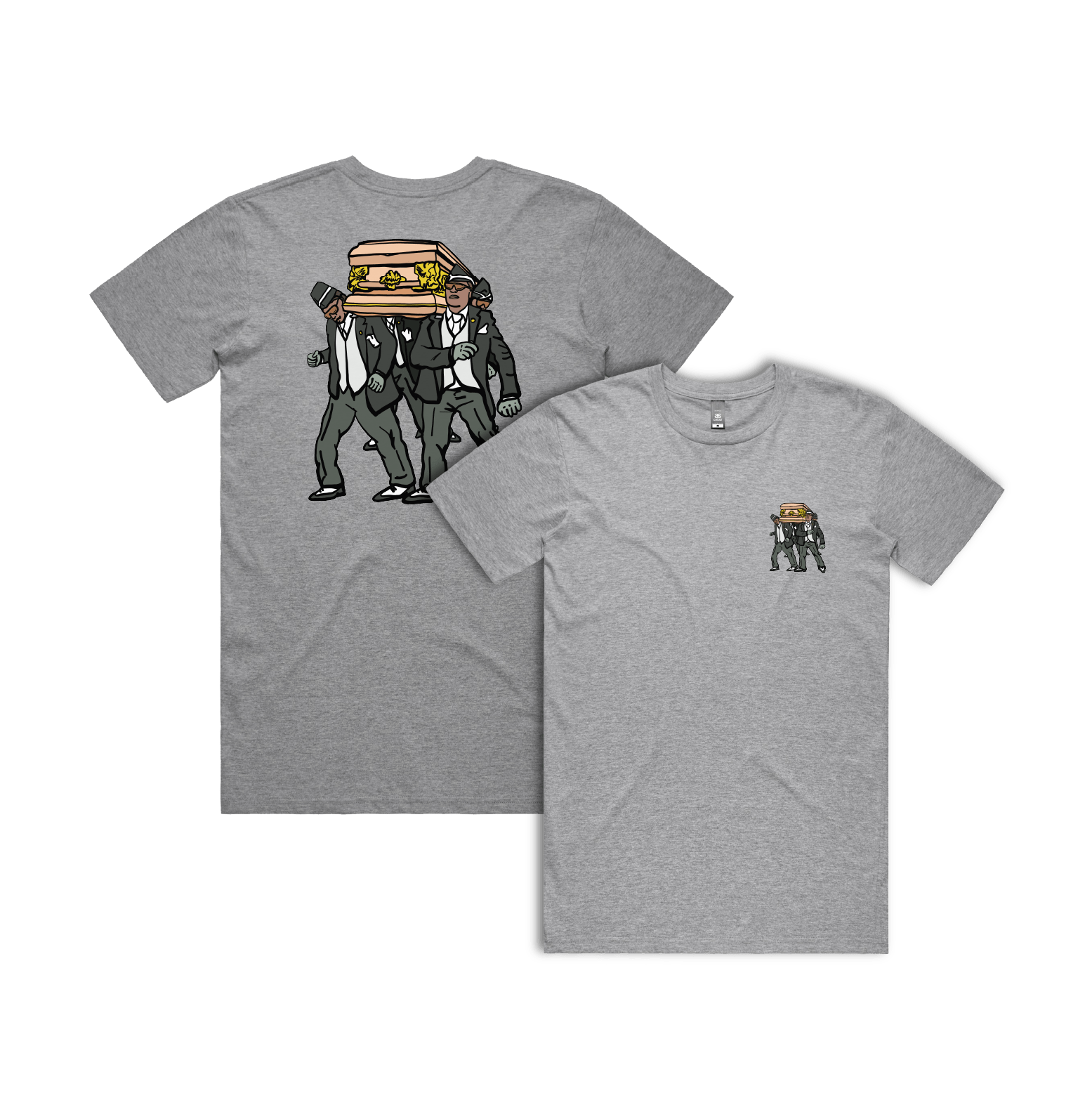 S / Grey / Small Front & Large Back Design Coffin Dance ⚰️ - Men's T Shirt