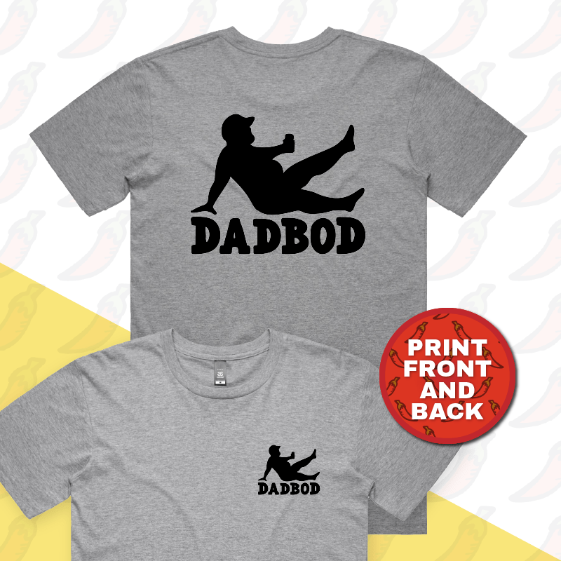 S / Grey / Small Front & Large Back Design Dad Bod 💪 – Men's T Shirt