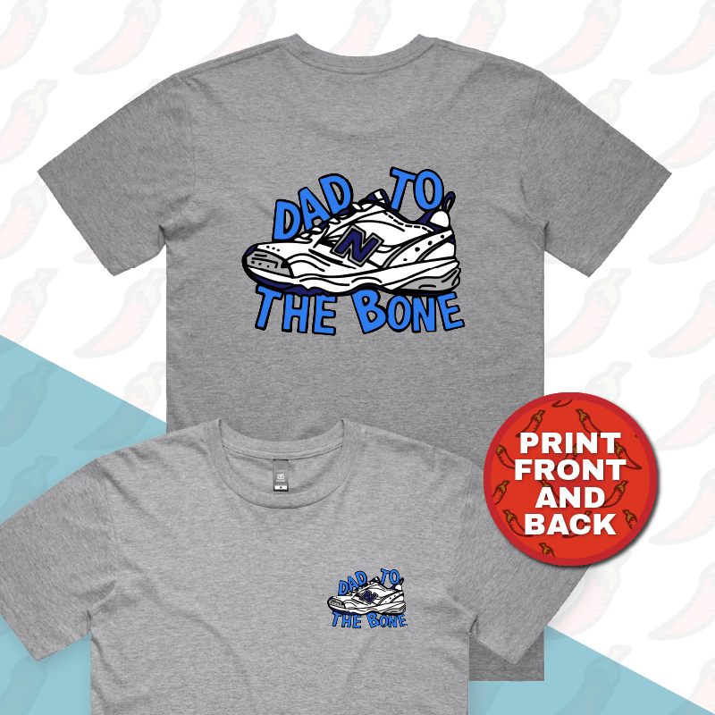 S / Grey / Small Front & Large Back Design Dad To The Bone 👟 – Men's T Shirt