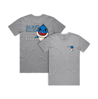 S / Grey / Small Front & Large Back Design Daddy Shark 🦈 - Men's T Shirt