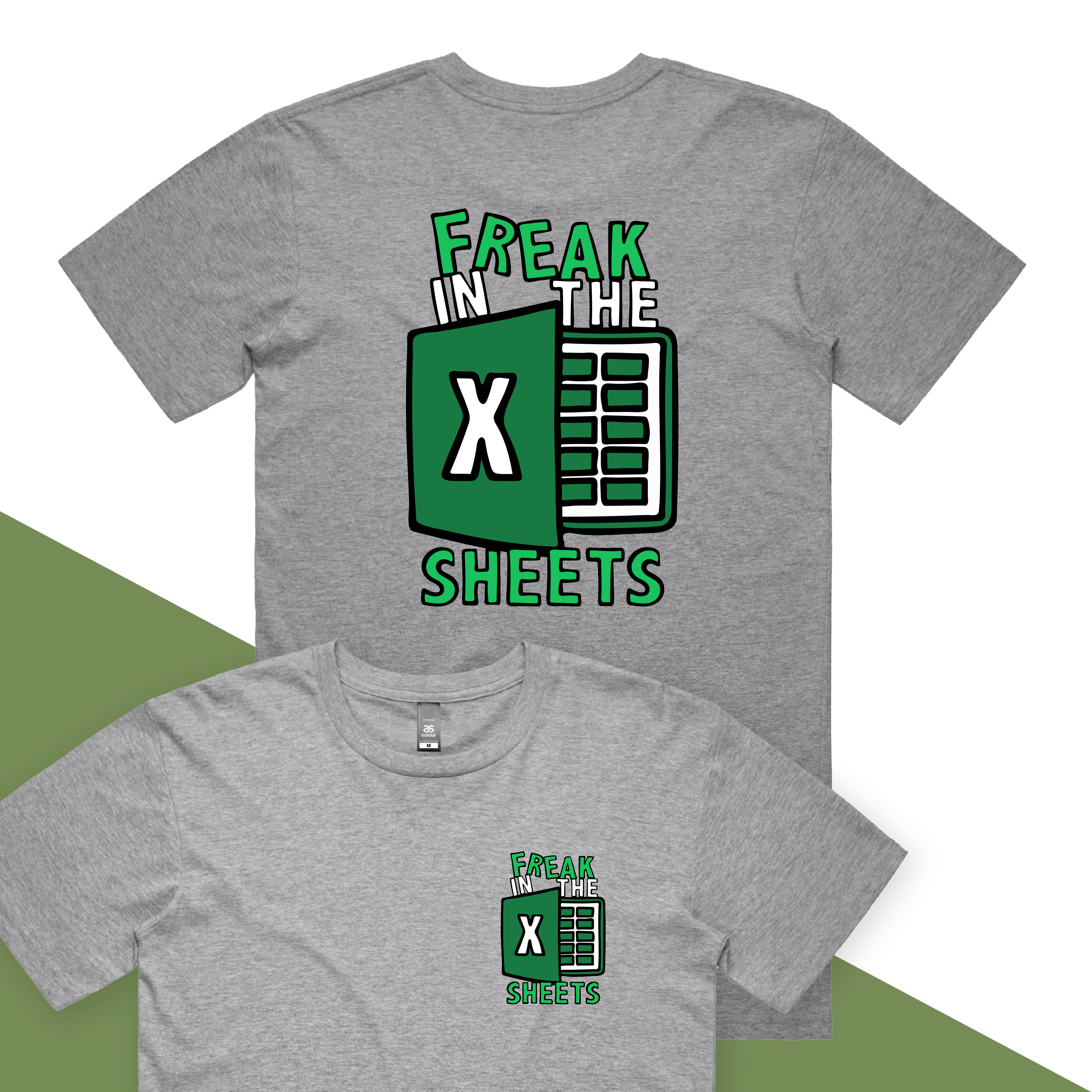 S / Grey / Small Front & Large Back Design Freak in the Sheets 📈🛌- Men's T Shirt