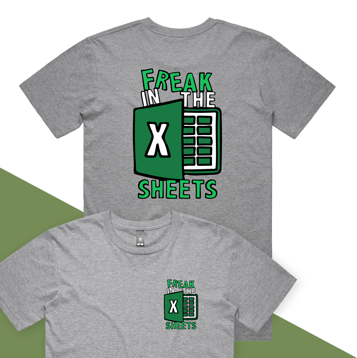 S / Grey / Small Front & Large Back Design Freak in the Sheets 📈🛌- Men's T Shirt