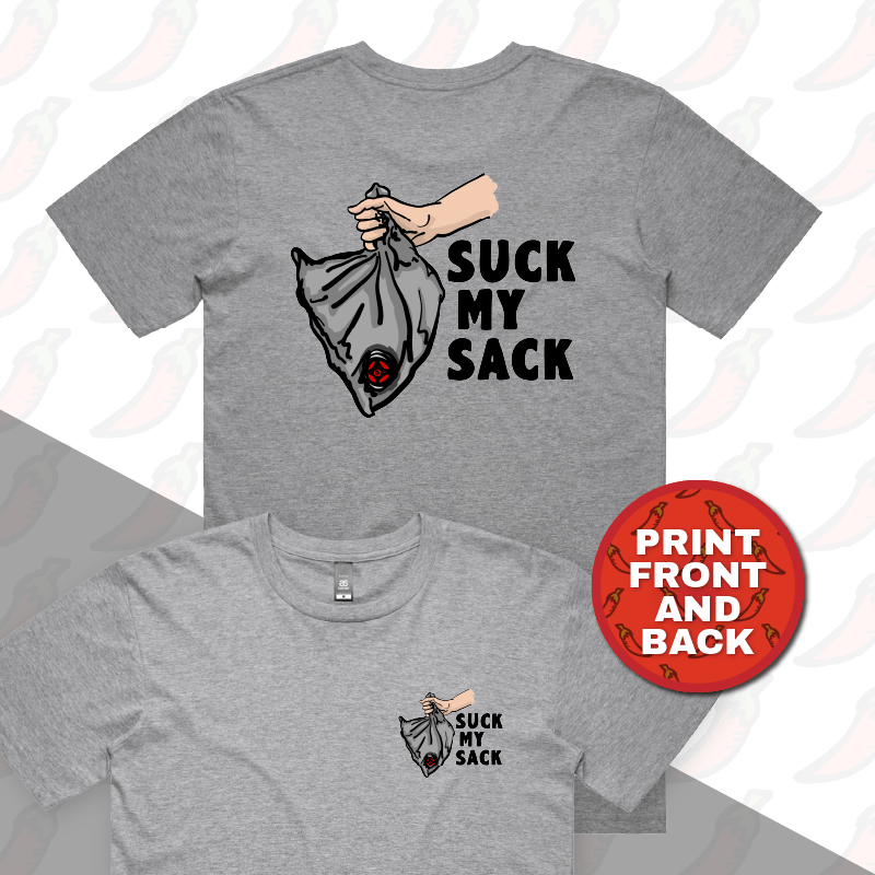 S / Grey / Small Front & Large Back Design Goon Sack 🍷 - Men's T Shirt