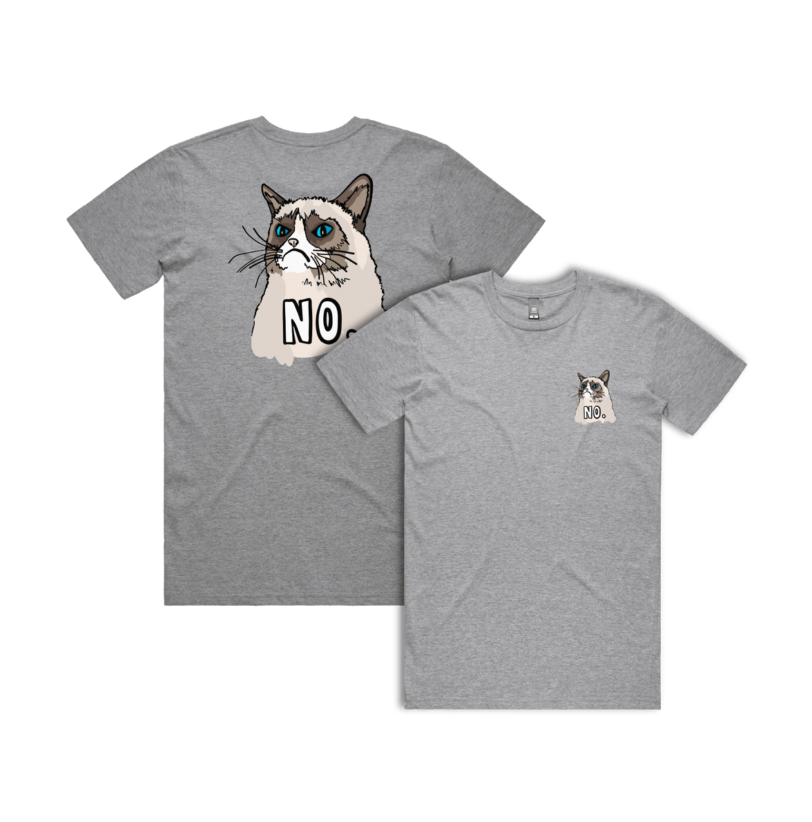 S / Grey / Small Front & Large Back Design Grumpy Cat! 😾 - Men's T Shirt