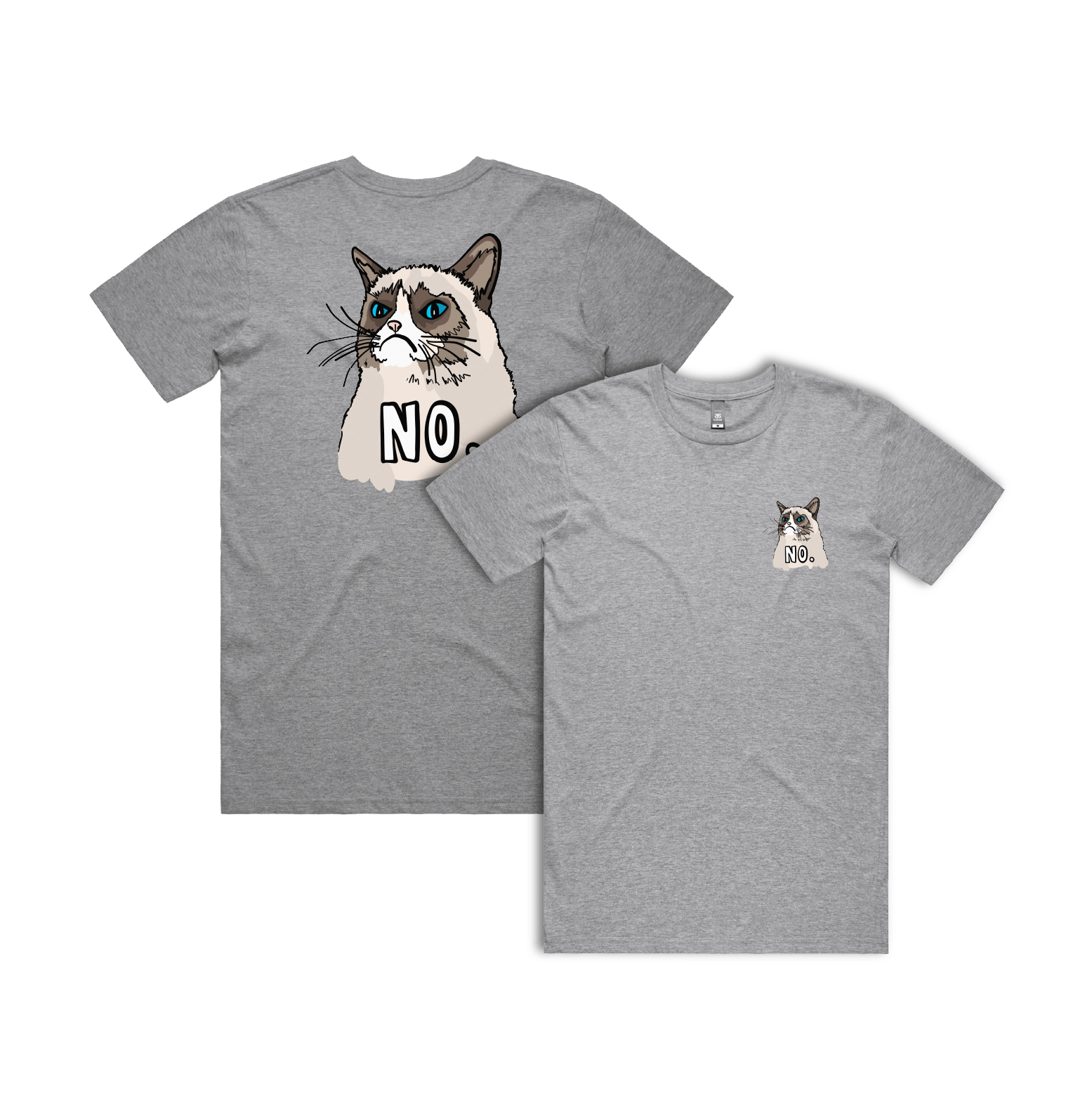 S / Grey / Small Front & Large Back Design Grumpy Cat! 😾 - Men's T Shirt
