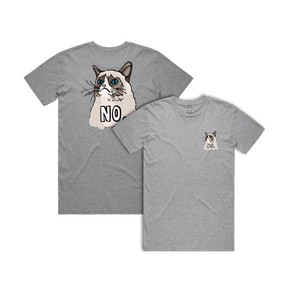 S / Grey / Small Front & Large Back Design Grumpy Cat! 😾 - Men's T Shirt