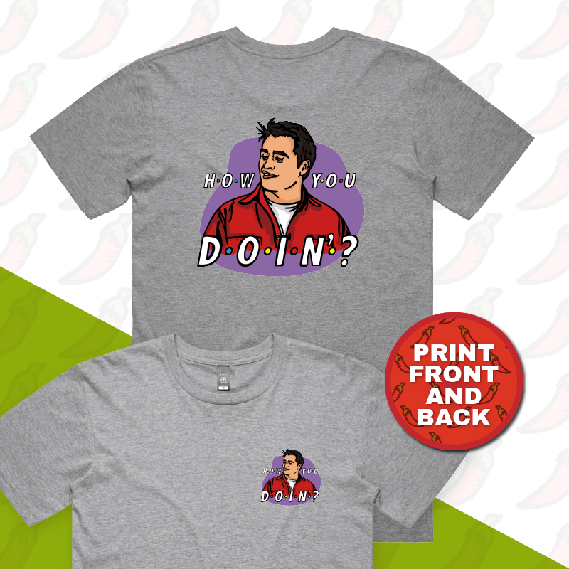S / Grey / Small Front & Large Back Design HOW YOU DOIN? 😏- Men's T Shirt