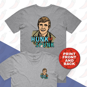 S / Grey / Small Front & Large Back Design Hunk Of Spunk 👱- Men's T Shirt