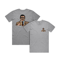 S / Grey / Small Front & Large Back Design I Love Lamp ❤️ - Men's T Shirt