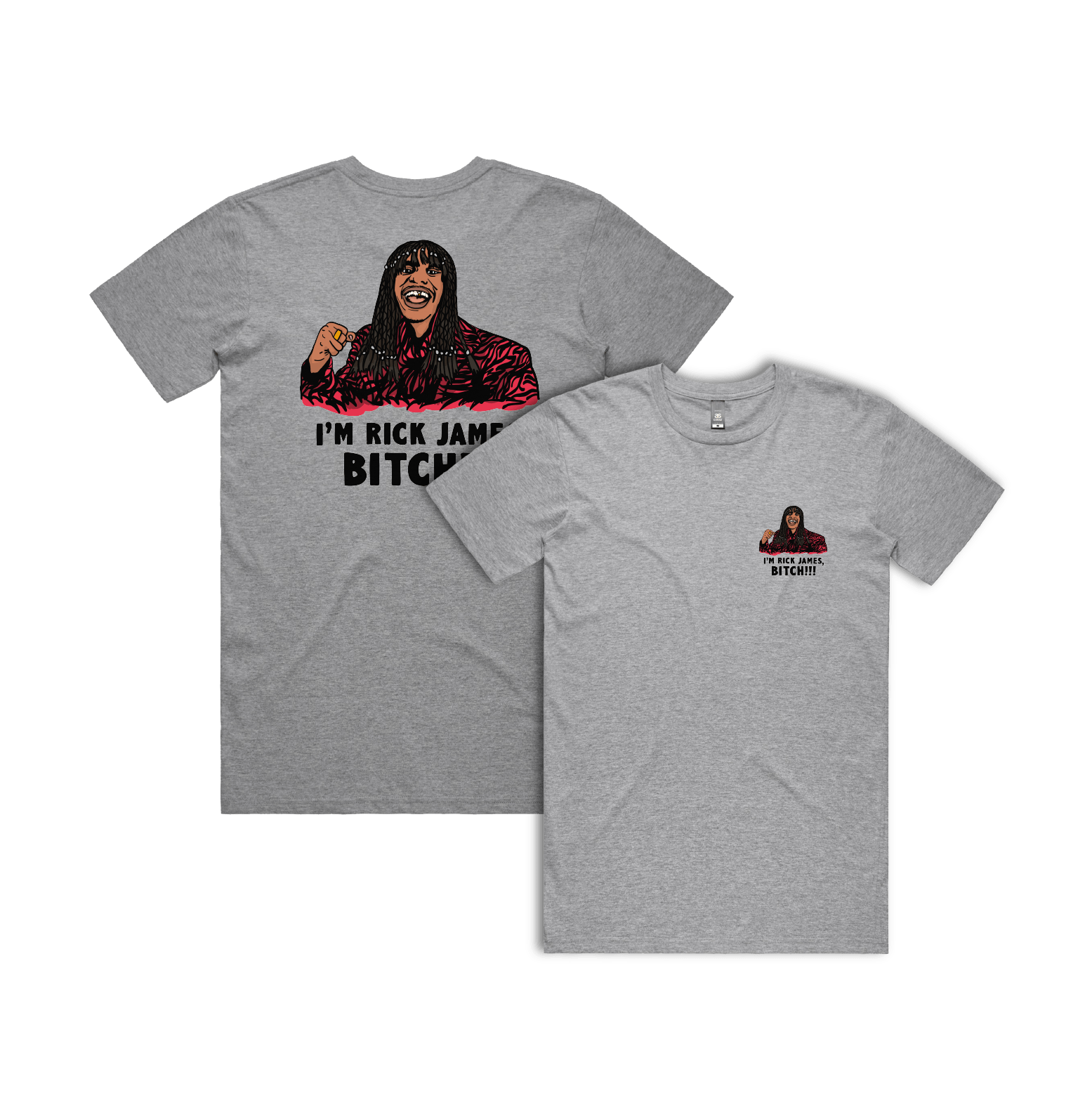 S / Grey / Small Front & Large Back Design I'm Rick James ✋🏾 - Men's T Shirt