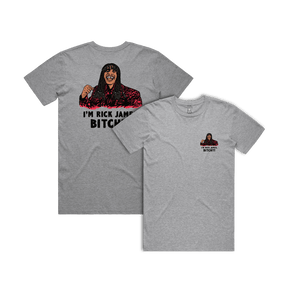 S / Grey / Small Front & Large Back Design I'm Rick James ✋🏾 - Men's T Shirt