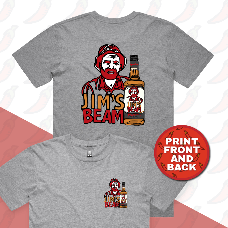 S / Grey / Small Front & Large Back Design Jim’s Beam 🥃👍 – Men's T Shirt