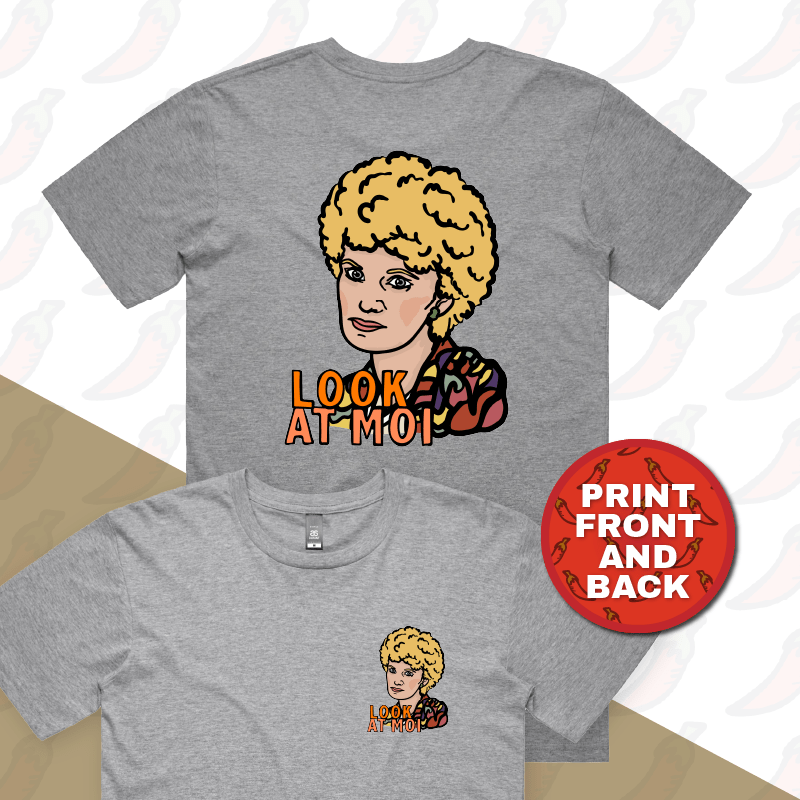 S / Grey / Small Front & Large Back Design Look At Moi 👁️👁️ - Men's T Shirt