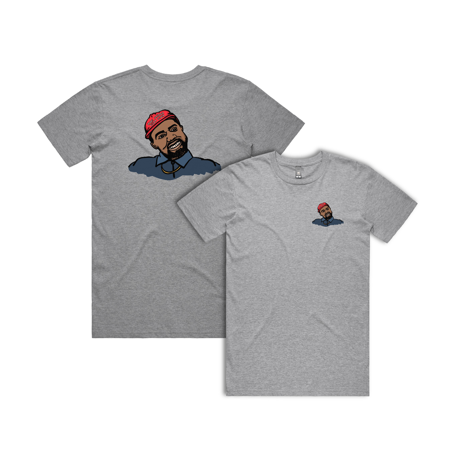 S / Grey / Small Front & Large Back Design Make America Yeezy Again 🦅 - Men's T Shirt