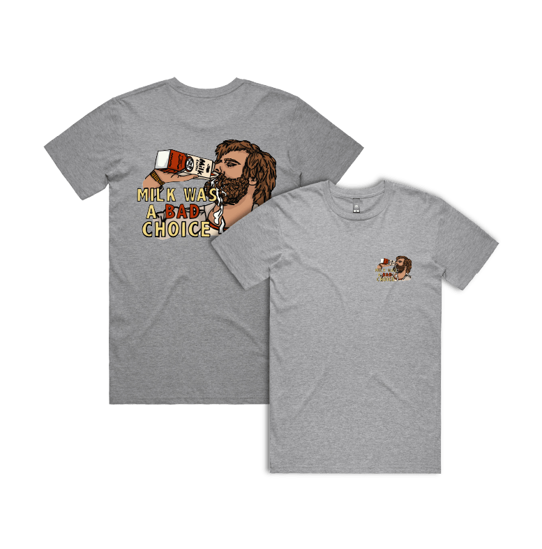 S / Grey / Small Front & Large Back Design Milk Was A Bad Choice 🥛 - Men's T Shirt