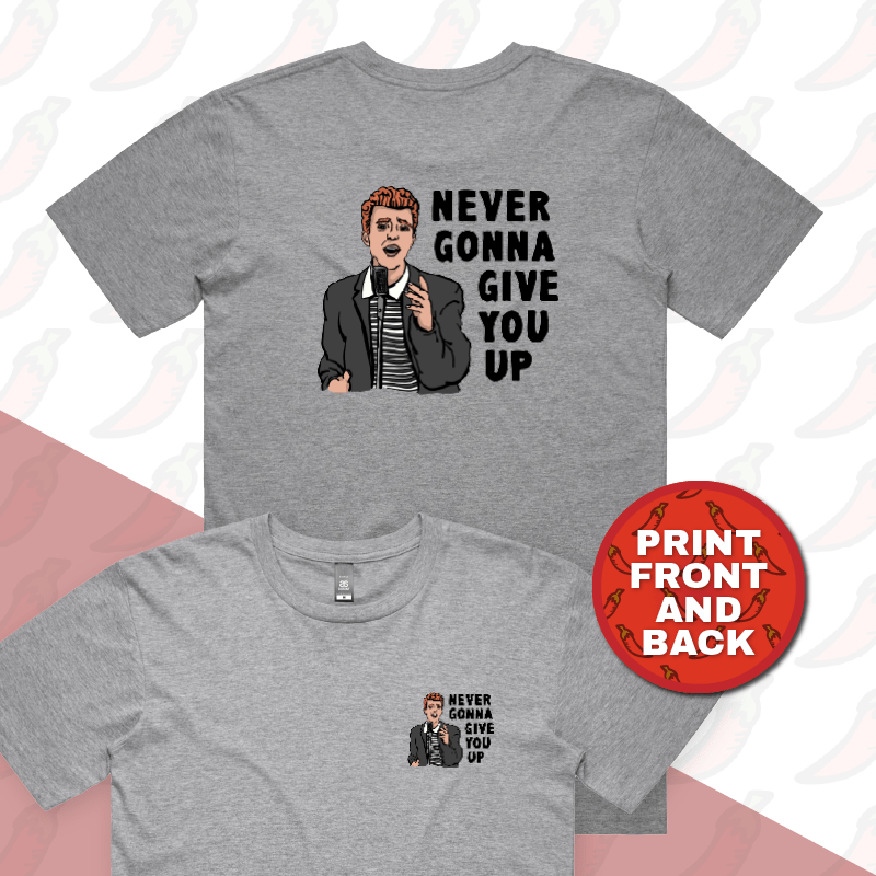 S / Grey / Small Front & Large Back Design Rick Roll 🎵 - Men's T Shirt