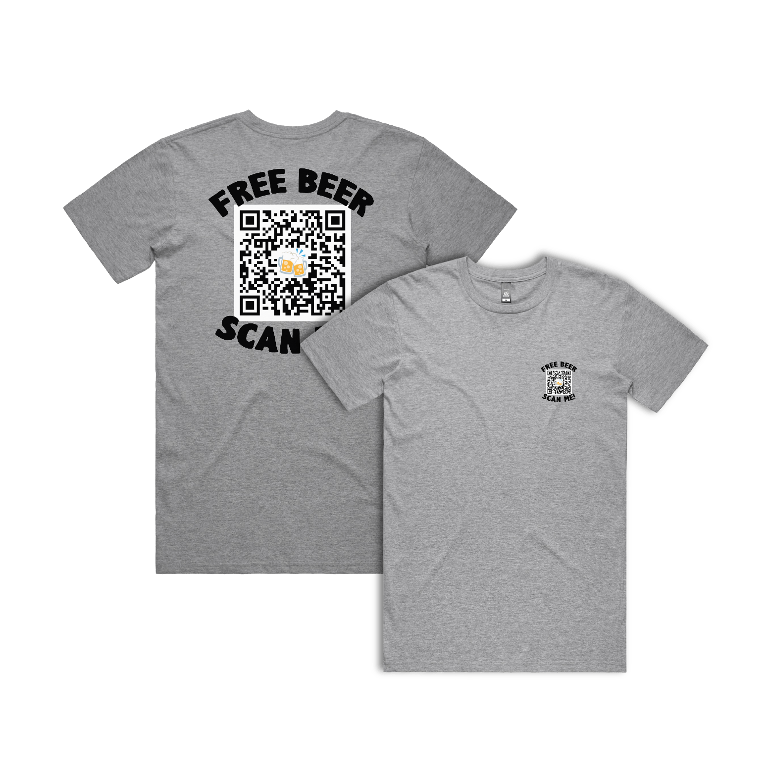 S / Grey / Small Front & Large Back Design Rick Roll QR Prank 🎵 - Men's T Shirt