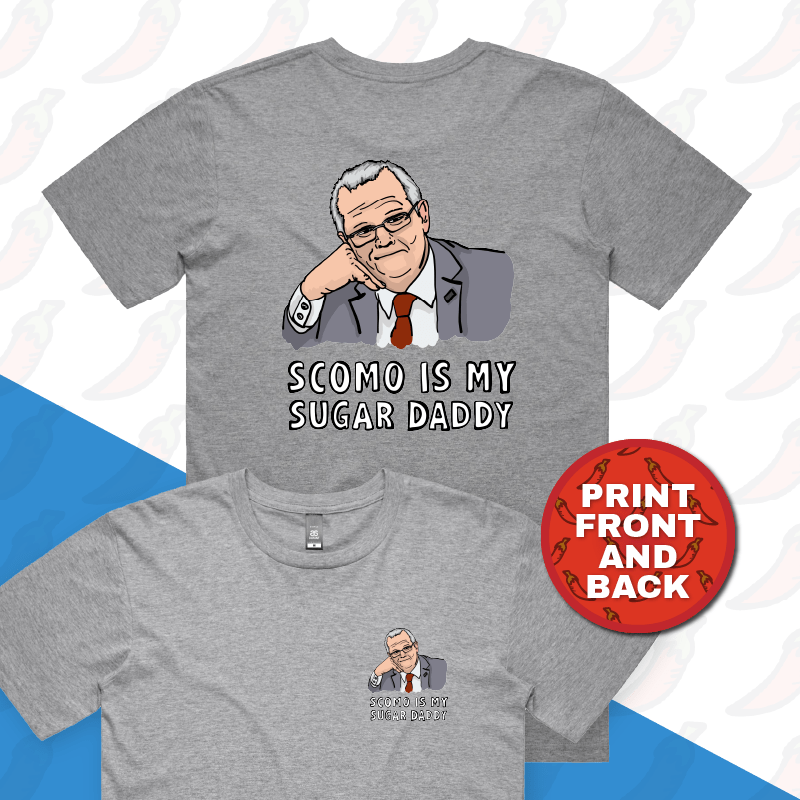 S / Grey / Small Front & Large Back Design Scomo Sugar Daddy 💸 - Men's T Shirt