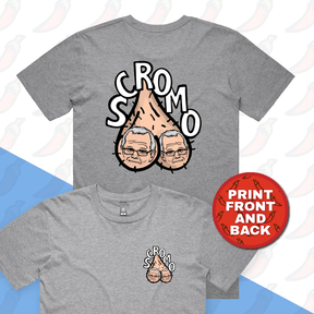 S / Grey / Small Front & Large Back Design Scromo 🥜🥜  – Men's T Shirt