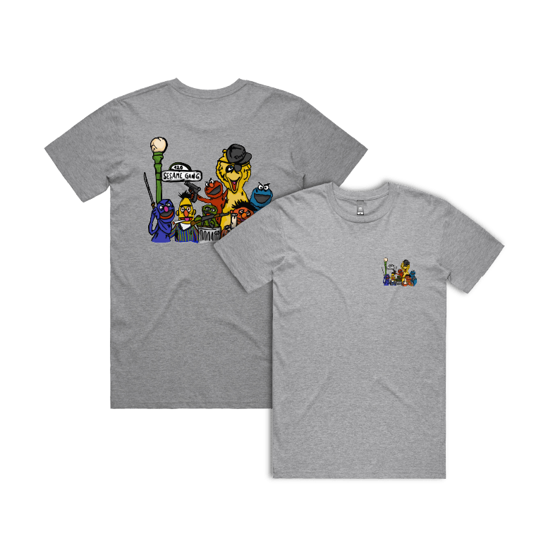S / Grey / Small Front & Large Back Design Sesame Gang 🥴 - Men's T Shirt