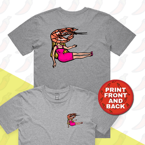 S / Grey / Small Front & Large Back Design Shrimp on a Barbie 👜 - Men's T Shirt
