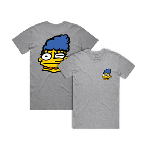 S / Grey / Small Front & Large Back Design Smeared Marge 👕 - Men's T Shirt