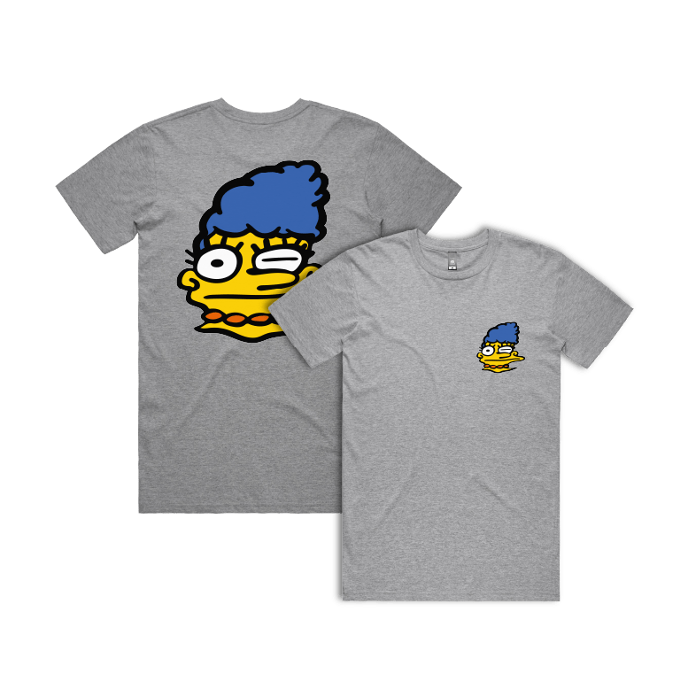 S / Grey / Small Front & Large Back Design Smeared Marge 👕 - Men's T Shirt