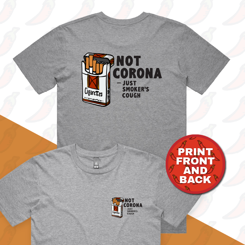 S / Grey / Small Front & Large Back Design Smoker's Cough 🚬 - Men's T Shirt