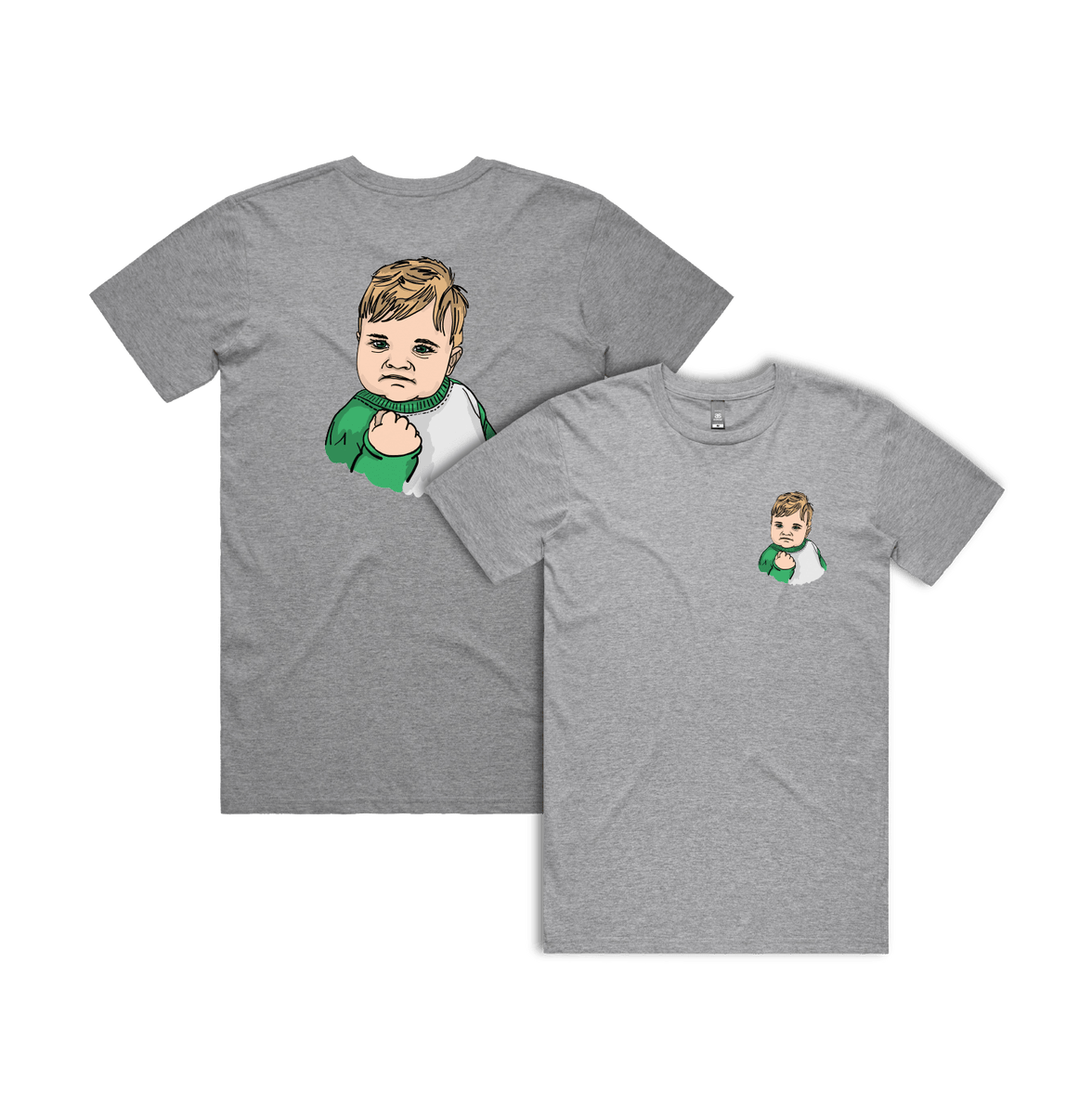 S / Grey / Small Front & Large Back Design Success Kid ✊ - Men's T Shirt