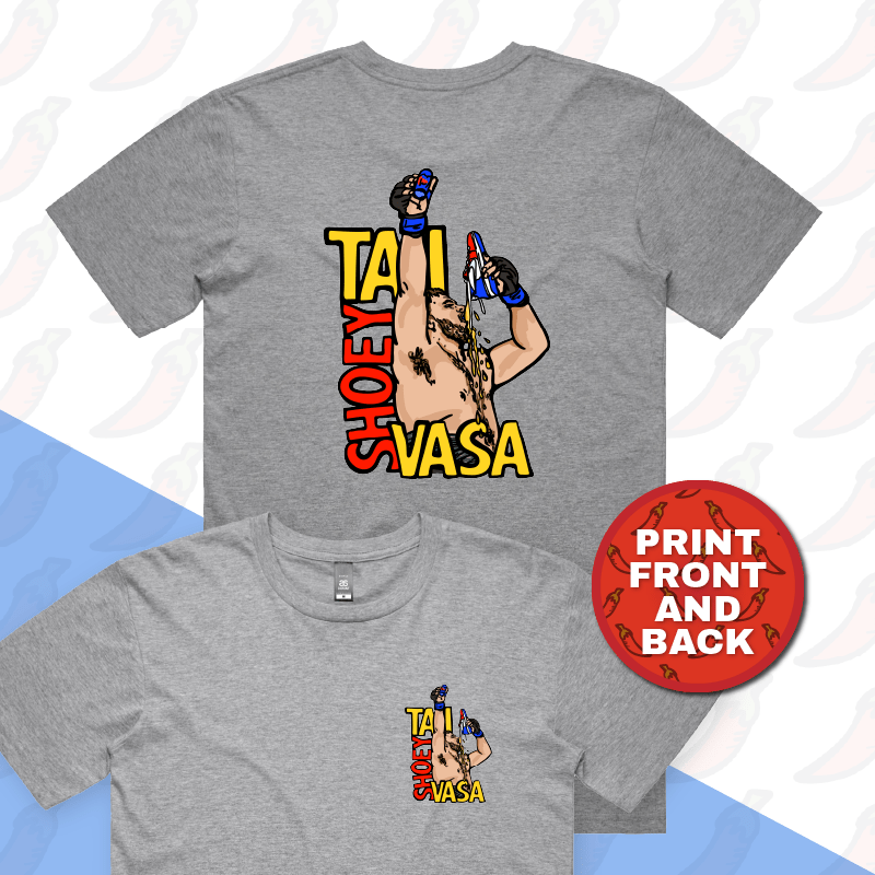 S / Grey / Small Front & Large Back Design Tai Shoey Vasa 👟🥊 – Men's T Shirt