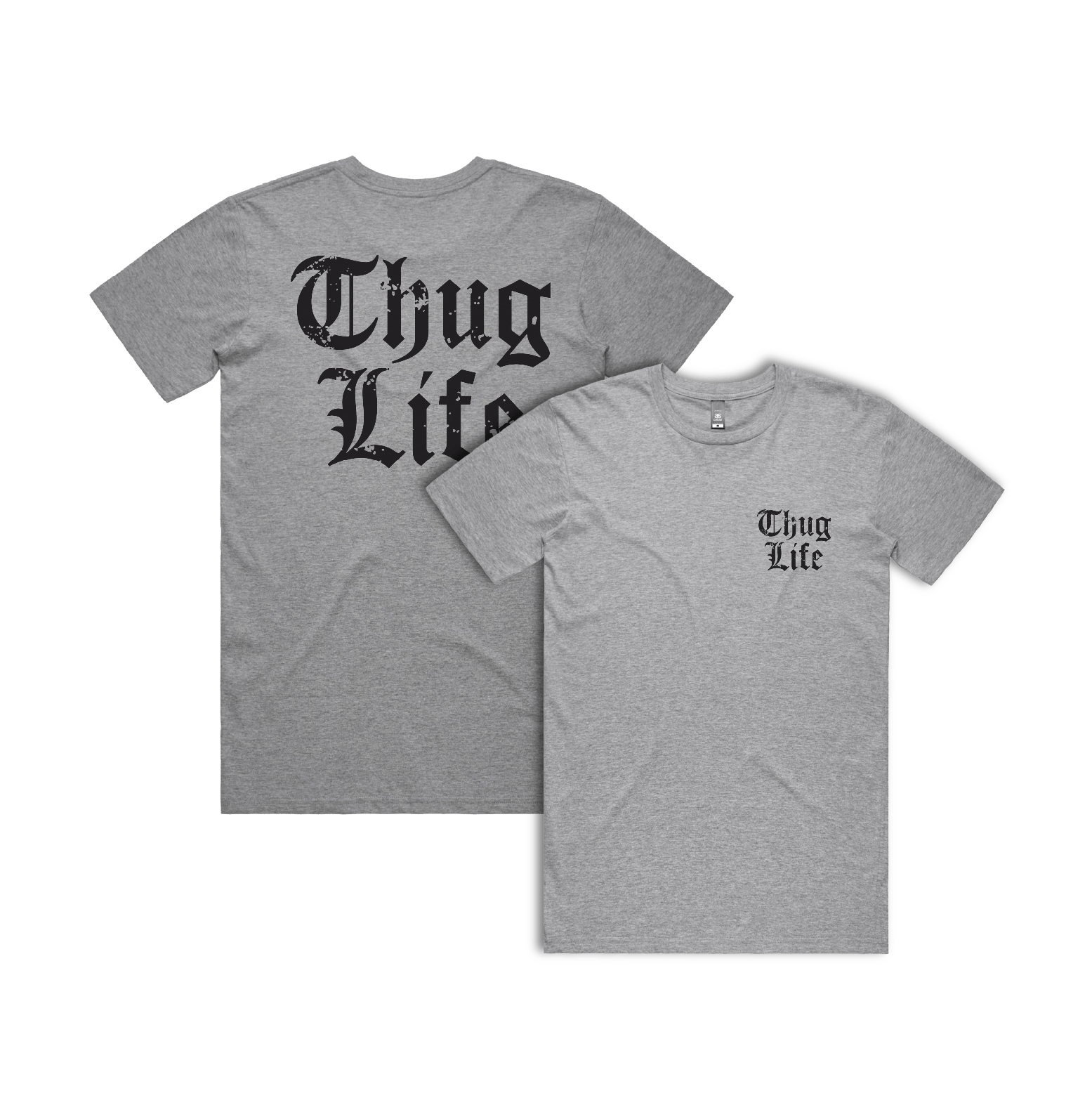 S / Grey / Small Front & Large Back Design Thug Life 🖕🏾 - Men's T Shirt