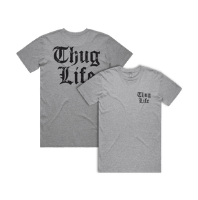 S / Grey / Small Front & Large Back Design Thug Life 🖕🏾 - Men's T Shirt