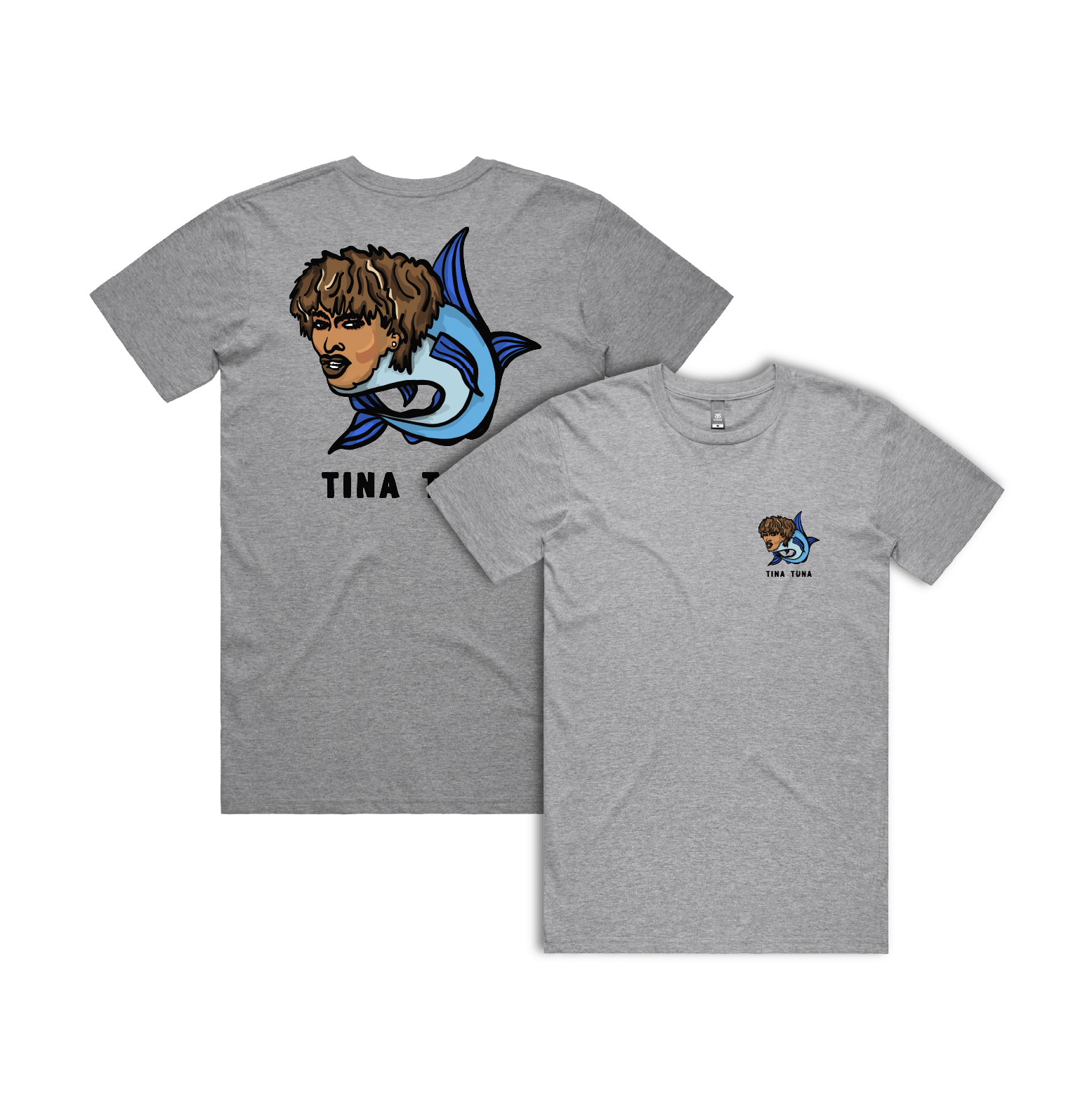 S / Grey / Small Front & Large Back Design Tina Tuna 🐟 - Men's T Shirt