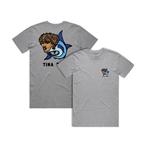 S / Grey / Small Front & Large Back Design Tina Tuna 🐟 - Men's T Shirt