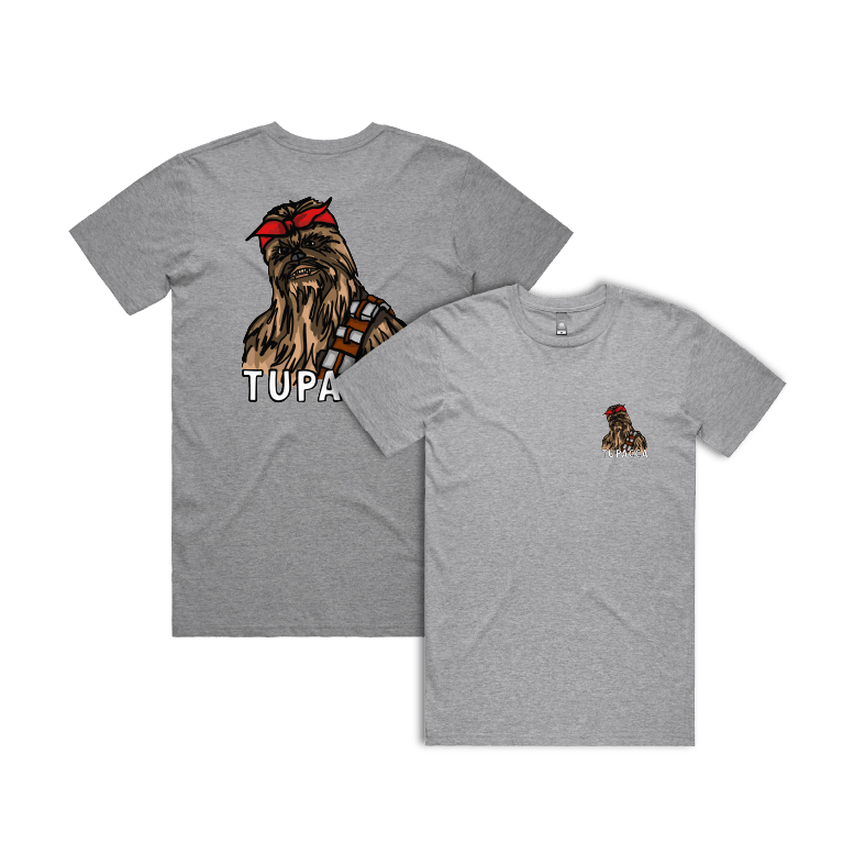 S / Grey / Small Front & Large Back Design Tupacca ✊🏾 - Men's T Shirt