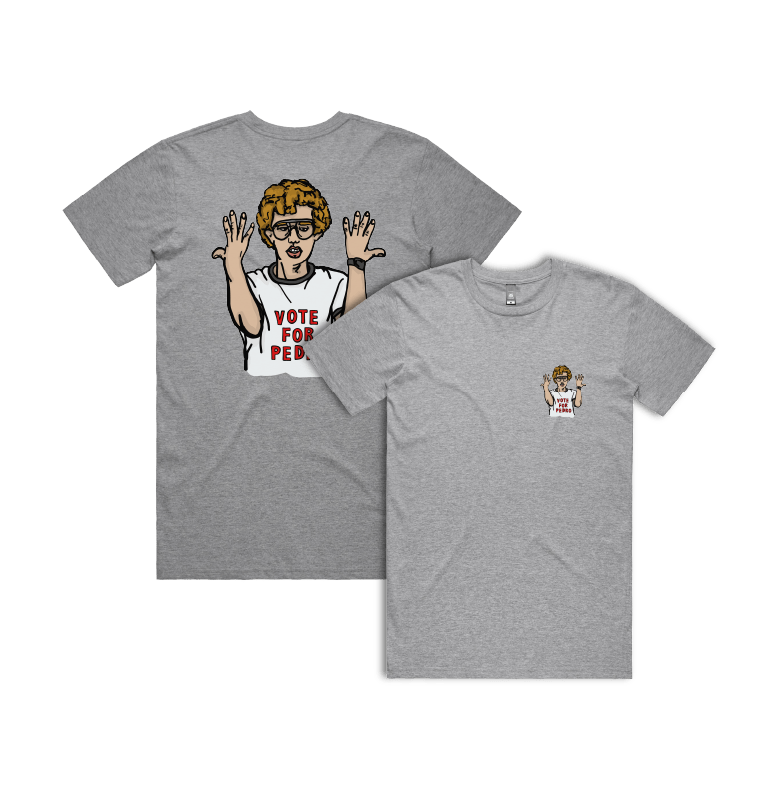 S / Grey / Small Front & Large Back Design Vote for Pedro 👓 - Men's T Shirt
