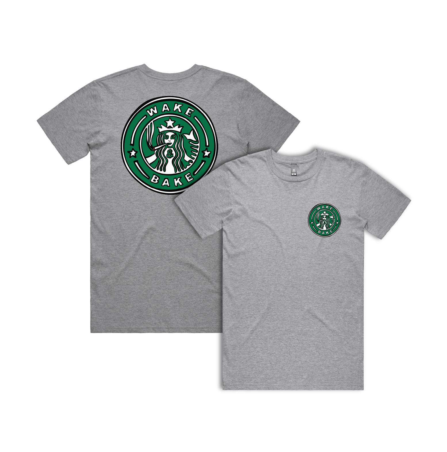 S / Grey / Small Front & Large Back Design Wake & Bake 🚬 - Men's T Shirt