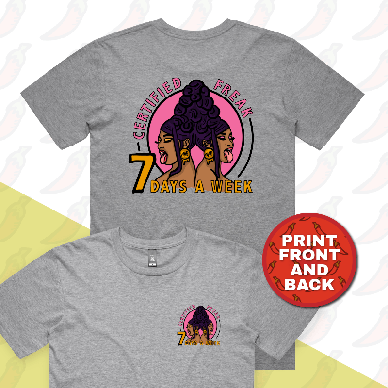 S / Grey / Small Front & Large Back Design WAP 😻 - Men's T Shirt