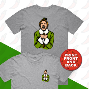 S / Grey / Small Front & Large Back Design Will Ferrell Elf Christmas 🧝🎄- Men's T Shirt