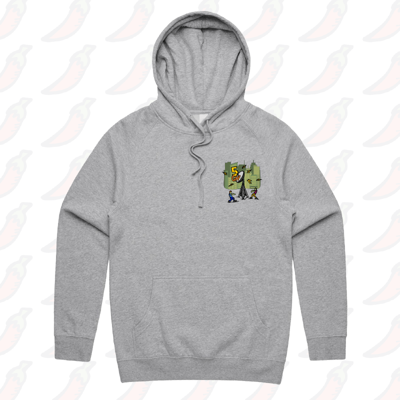 S / Grey / Small Front Print 5G Zombie 📡🧟‍♂️ - Unisex Hoodie