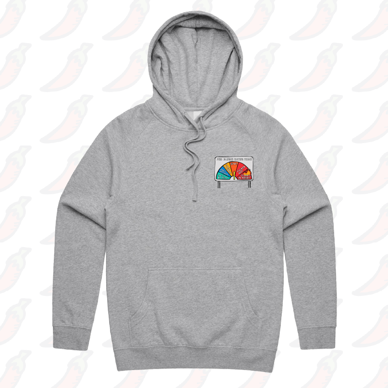 S / Grey / Small Front Print Aussie Fire Danger Rating 🚒 - Unisex Hoodie