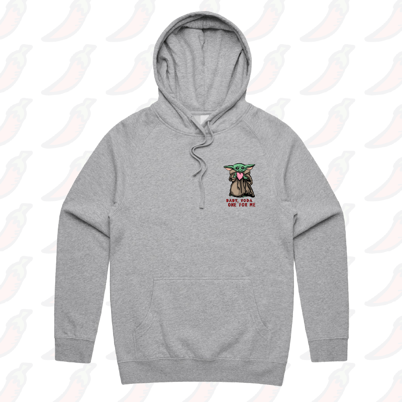S / Grey / Small Front Print Baby Yoda Love 👽❤️ - Unisex Hoodie
