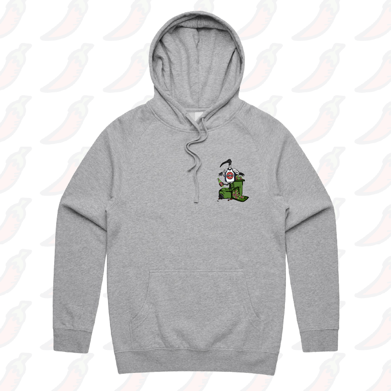 S / Grey / Small Front Print Bali Bin Chicken 🗑️ - Unisex Hoodie