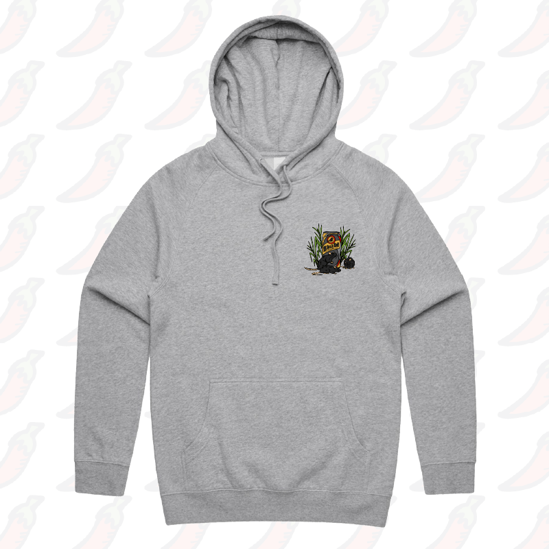 S / Grey / Small Front Print Black Rat 🐀 - Unisex Hoodie