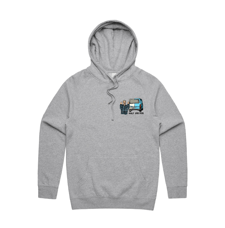 S / Grey / Small Front Print Half Job Rob 🤬 - Unisex Hoodie