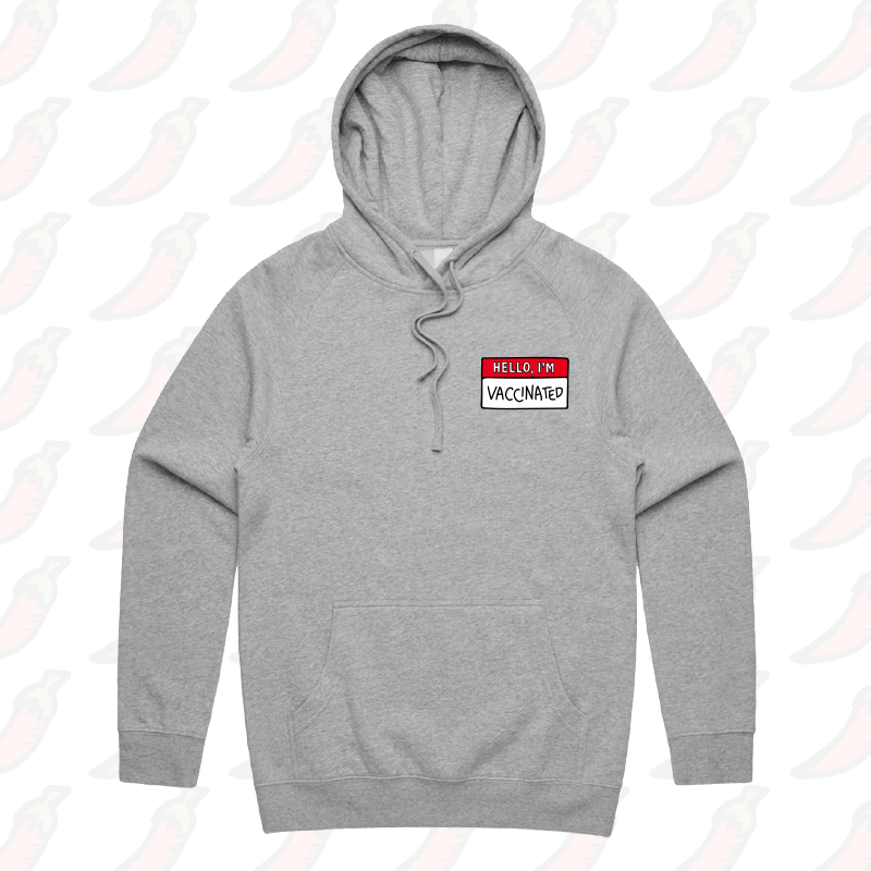 S / Grey / Small Front Print Hello, I'm Vaccinated 👋 - Unisex Hoodie