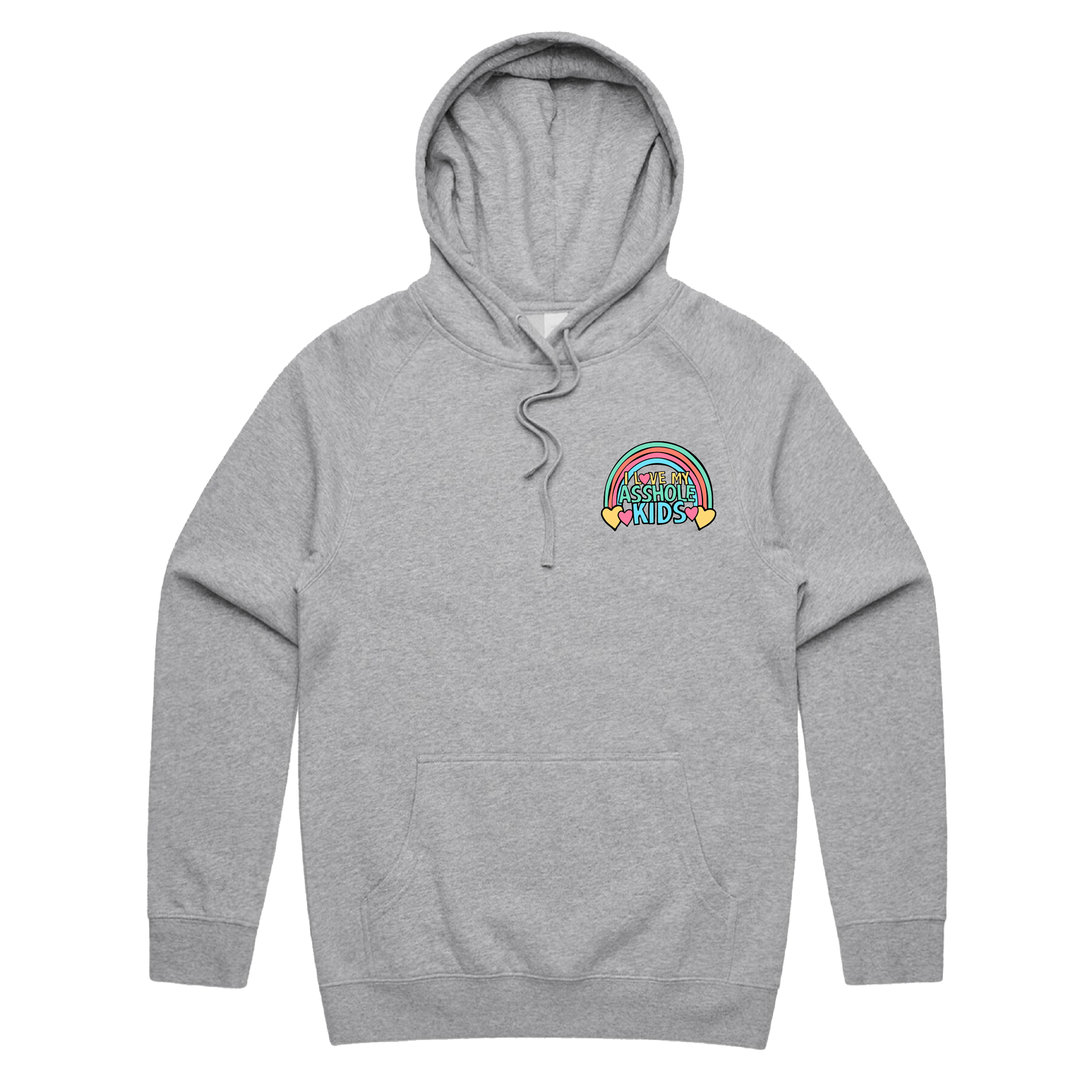 S / Grey / Small Front Print I Love My A$$hole Kids ❤️💢 - Unisex Hoodie