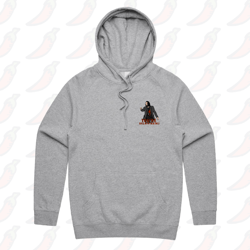 S / Grey / Small Front Print Keanu Breathtaking 👈 - Unisex Hoodie