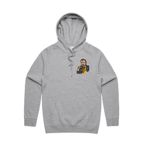 S / Grey / Small Front Print Laughing Leo 🍷 - Unisex Hoodie