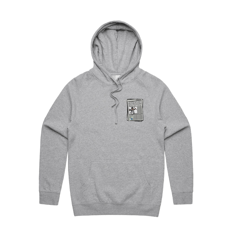 S / Grey / Small Front Print Murdoch Monopoly 📰 - Unisex Hoodie